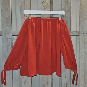J Crew Red Off-Shoulder Blouse
